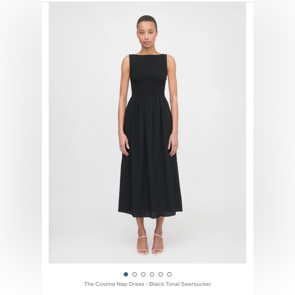 Hill house cosima Black Sleeveless Dress Tonal Seersucker